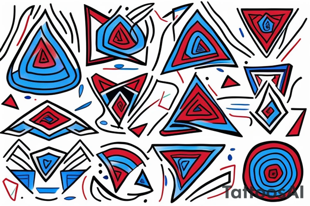 eternity in triangle with blue red black colors tattoo idea