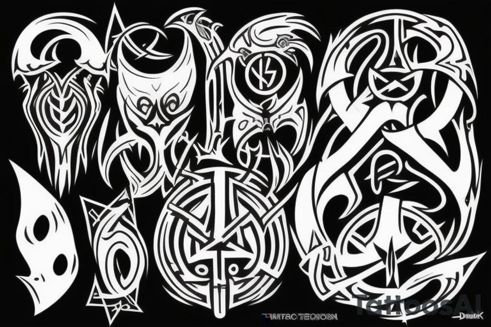 Black occult daedric symbol tattoo idea