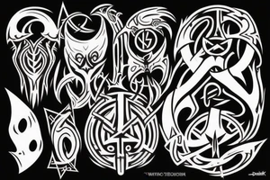 Black occult daedric symbol tattoo idea