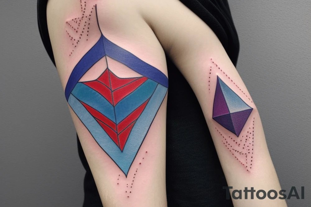 eternity in triangle with blue red black colors tattoo idea