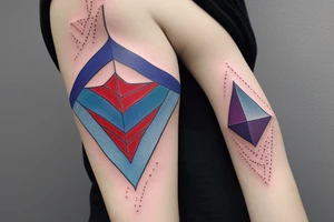 eternity in triangle with blue red black colors tattoo idea