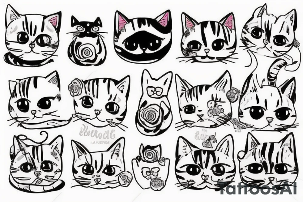 Funny cute cat tattoo idea