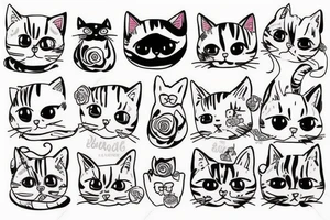 Funny cute cat tattoo idea