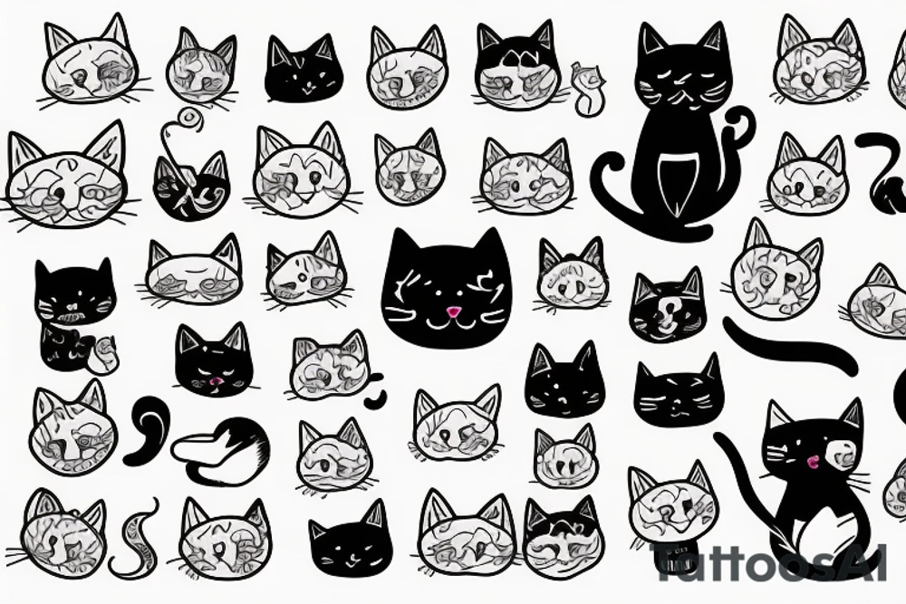Funny cute cat tattoo idea