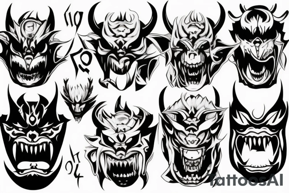 Demon Oni mask tattoo idea