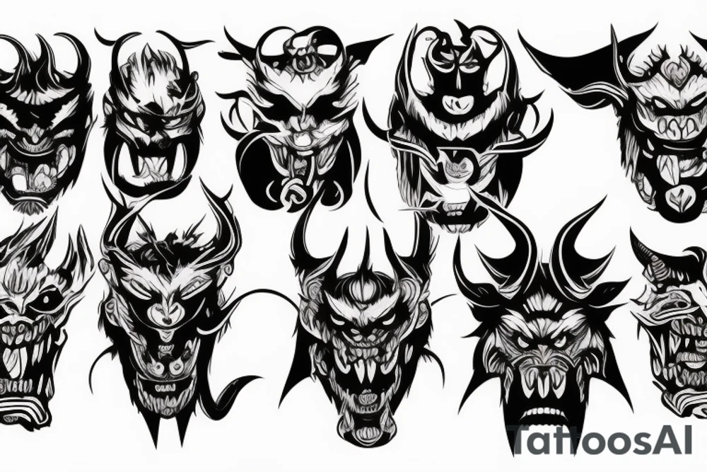 Demon Oni mask tattoo idea