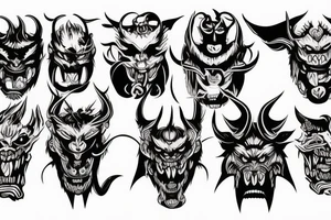 Demon Oni mask tattoo idea