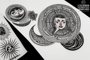 Traditional Belarusian rushnyk with an image of the sun and the moon tattoo idea