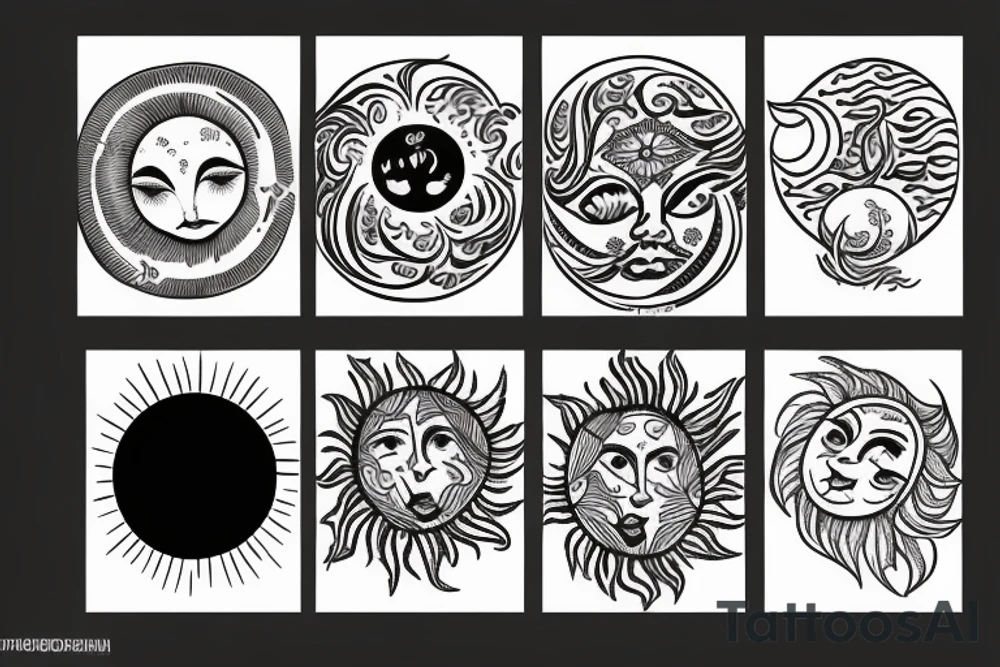Traditional Belarusian rushnyk with an image of the sun and the moon tattoo idea