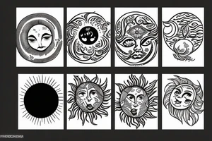 Traditional Belarusian rushnyk with an image of the sun and the moon tattoo idea