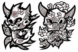 oni demon with cherry blossom tattoo idea