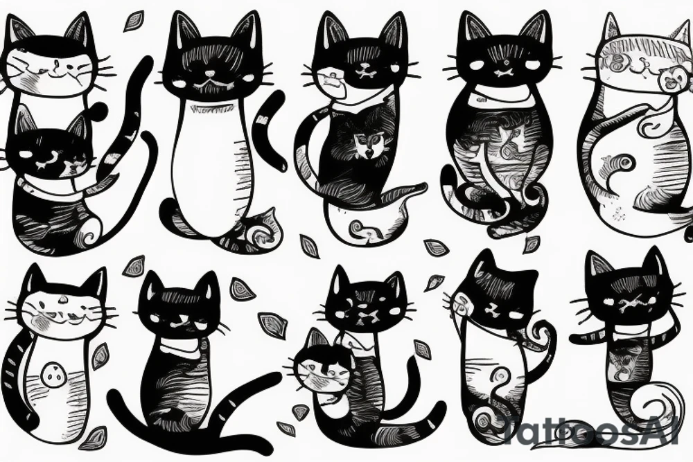 Funny cute cat tattoo idea
