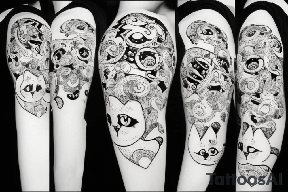 Funny cute cat tattoo idea