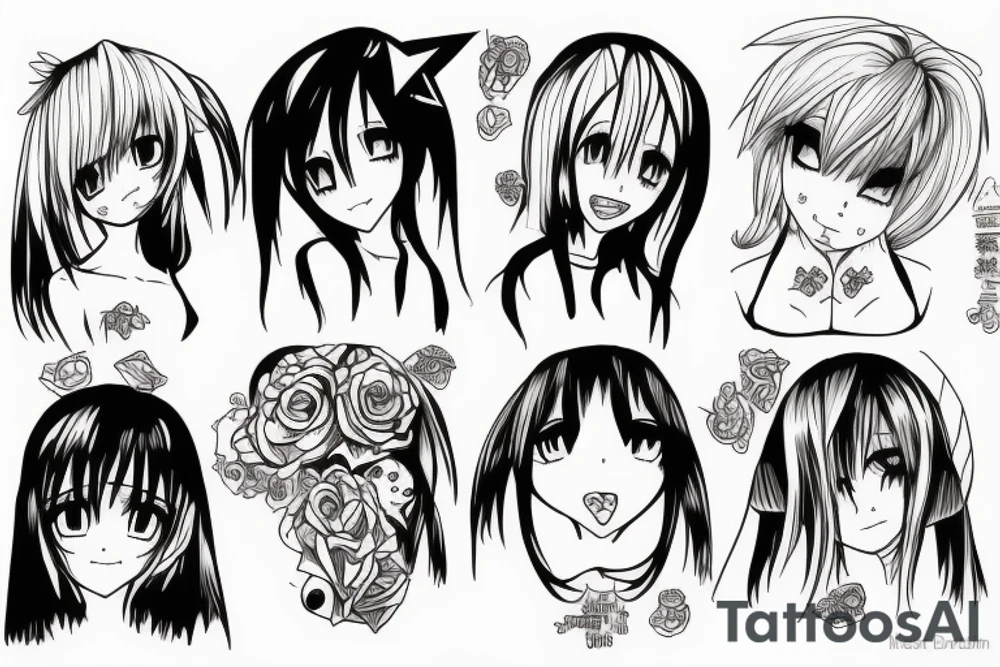 anime girl crying tattoo idea