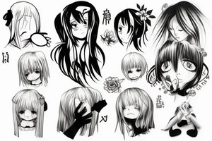 anime girl crying tattoo idea