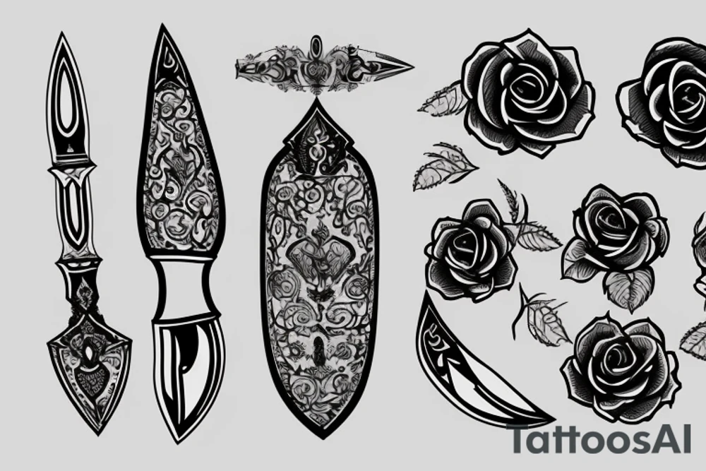 Armenian knife with rose tattoo idea