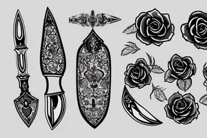 Armenian knife with rose tattoo idea