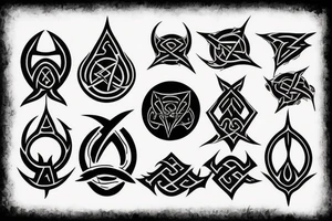 Black occult daedric symbol tattoo idea