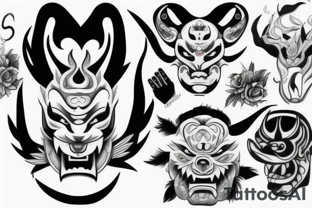 Oni mask tattoo idea