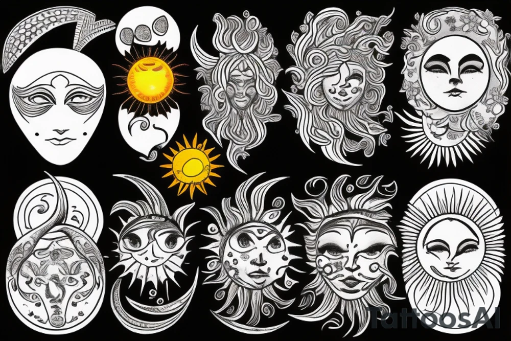 Traditional Belarusian rushnyk with an image of the sun and the moon tattoo idea