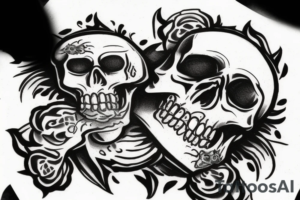 Skull with smoke from mouth tattoo idea