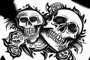 Skull with smoke from mouth tattoo idea