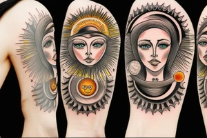 Traditional Belarusian rushnyk with an image of the sun and the moon tattoo idea