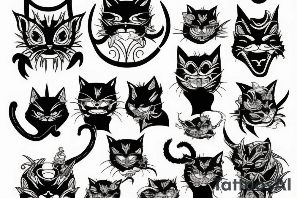 Demon cat creep tattoo idea