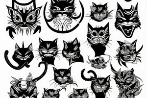 Demon cat creep tattoo idea