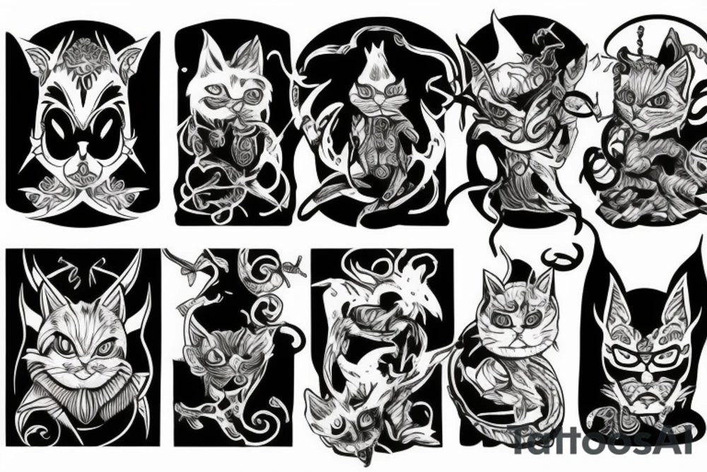 Demon cat creep tattoo idea