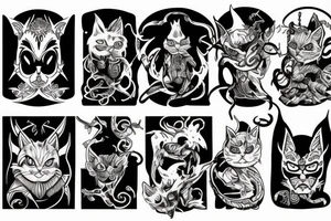 Demon cat creep tattoo idea
