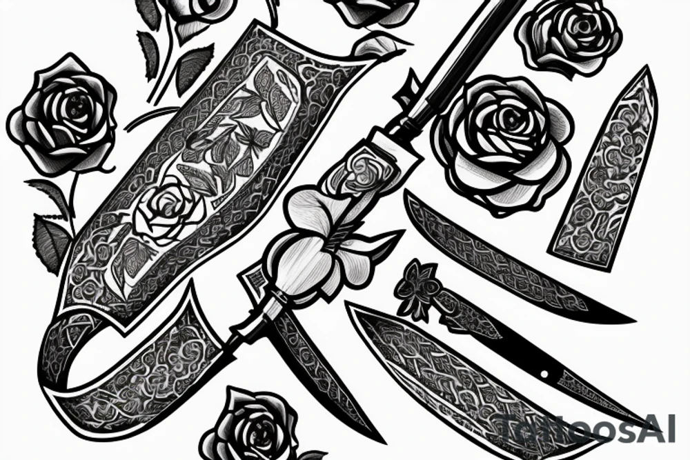 Armenian knife with rose tattoo idea
