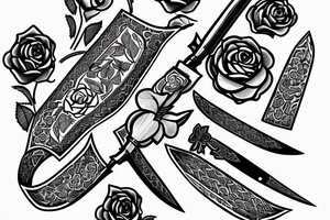 Armenian knife with rose tattoo idea
