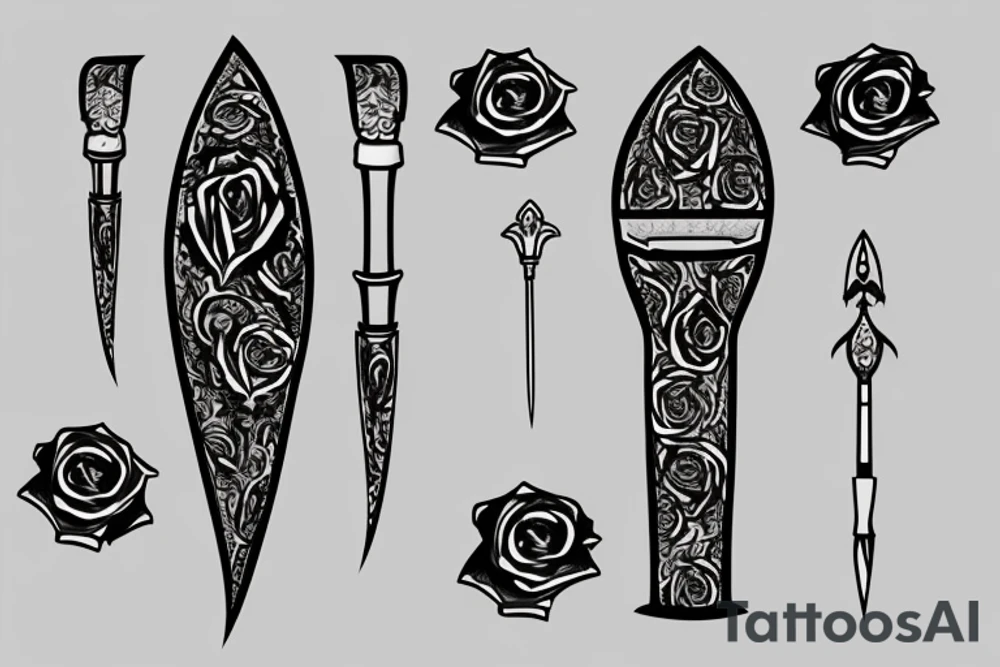 Armenian knife with rose tattoo idea