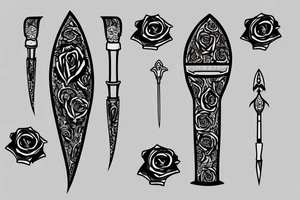 Armenian knife with rose tattoo idea