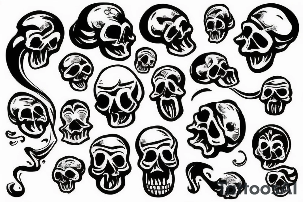 Skull with smoke from mouth tattoo idea