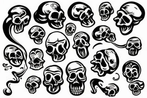 Skull with smoke from mouth tattoo idea