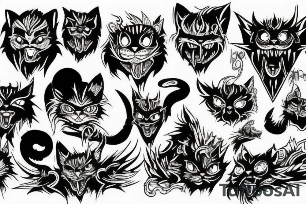Demon cat creep tattoo idea