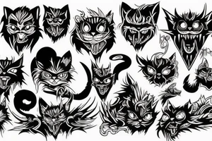 Demon cat creep tattoo idea