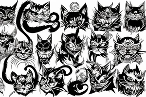 Demon cat creep tattoo idea