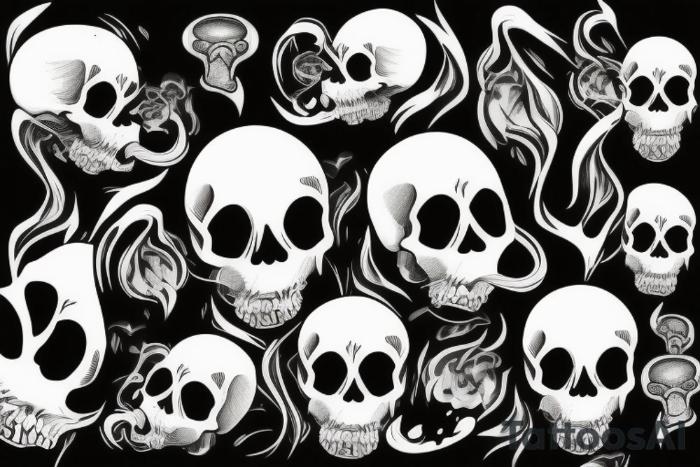 Skull with smoke from mouth tattoo idea
