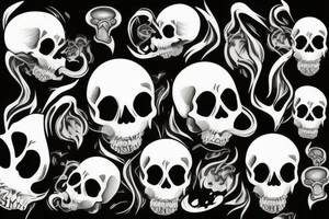 Skull with smoke from mouth tattoo idea