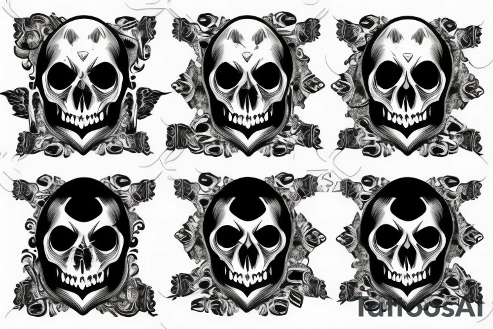 Skull with smoke from mouth tattoo idea