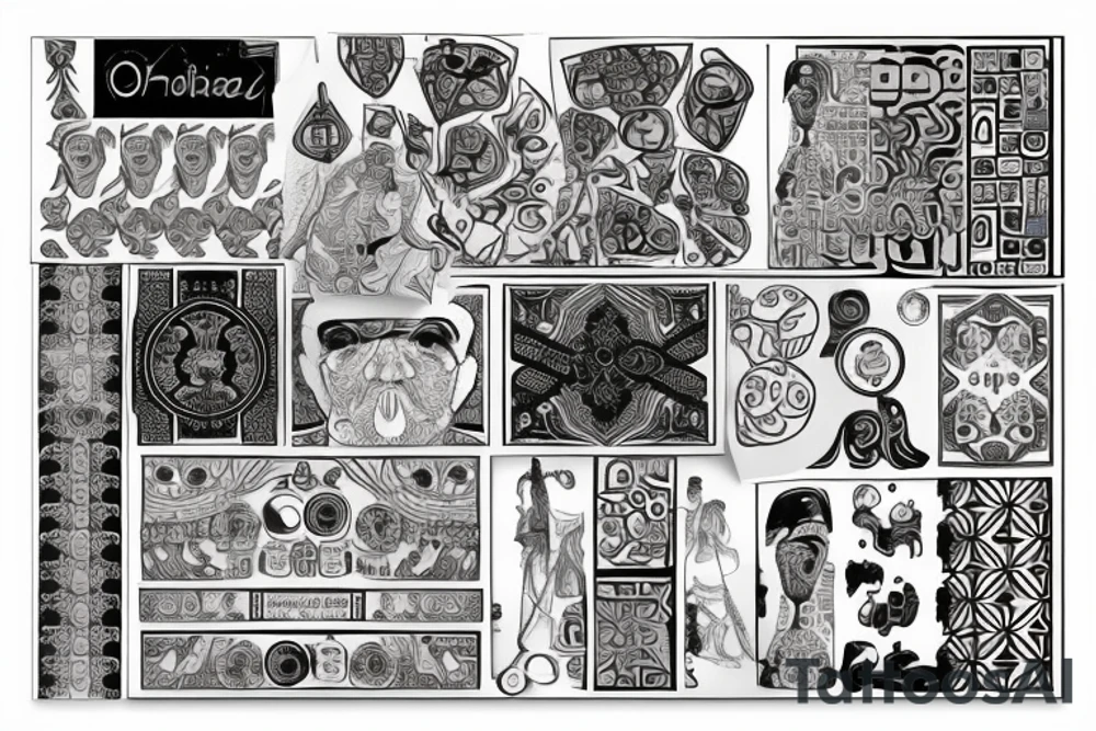 Jewish patterns with the name Oleg tattoo idea