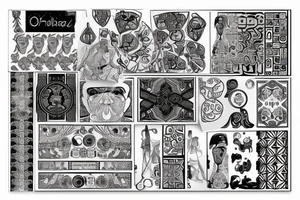 Jewish patterns with the name Oleg tattoo idea