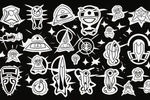UFO with a beam of light tattoo idea