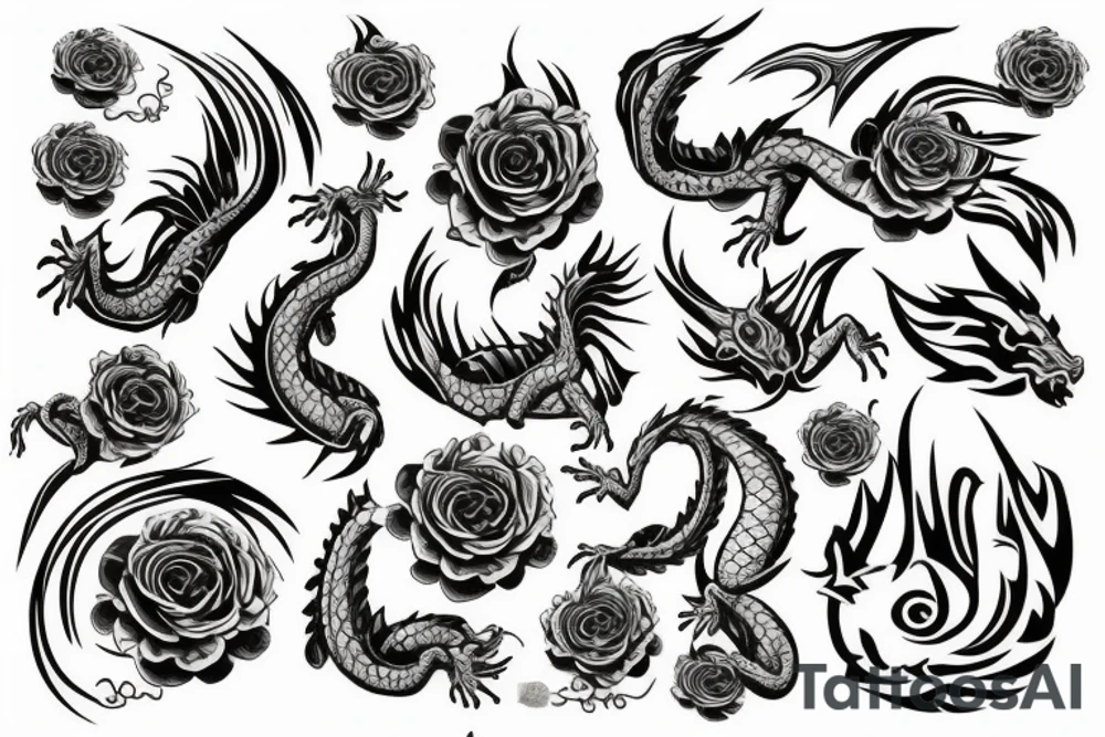 Dragon, flowers, chest tattoo idea