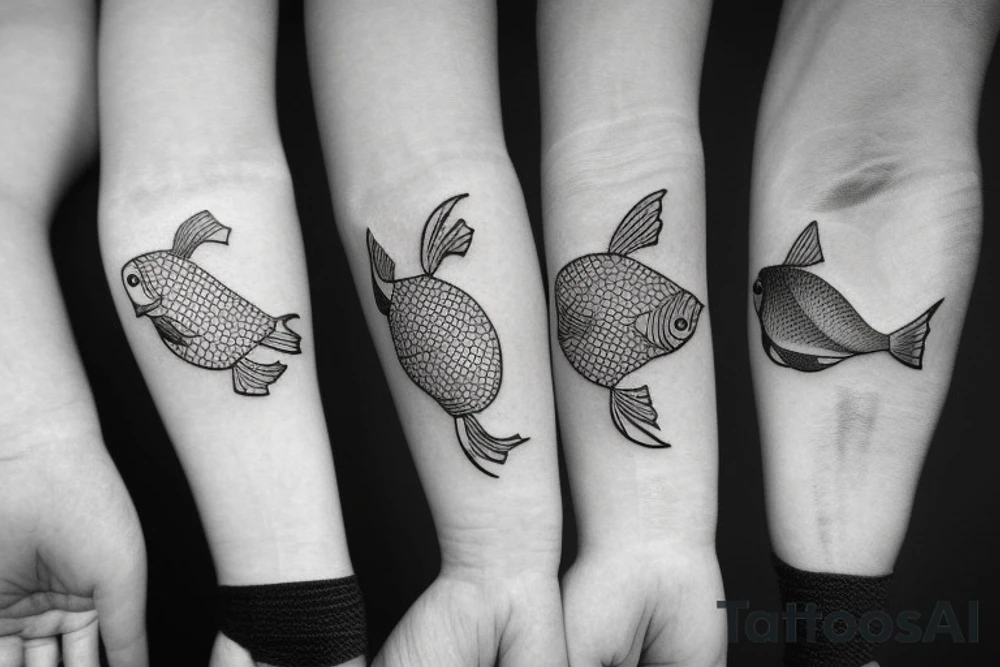 small cute tattoo with fishes tattoo idea