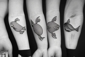 small cute tattoo with fishes tattoo idea