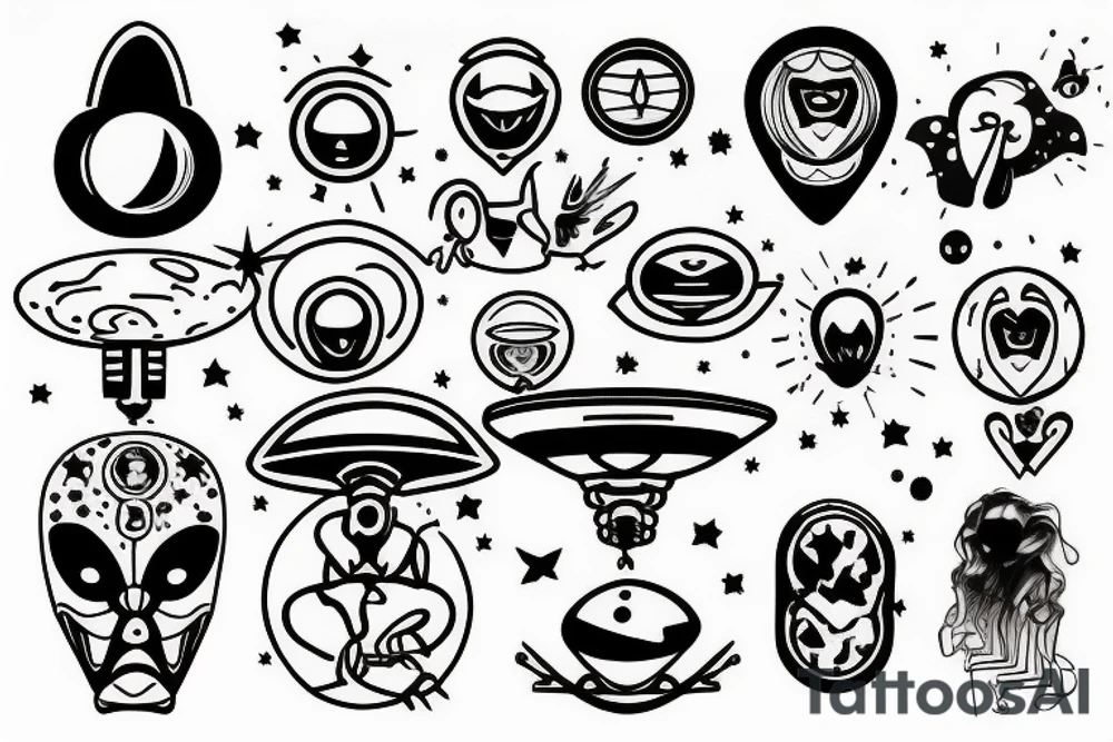 UFO with a beam of light tattoo idea